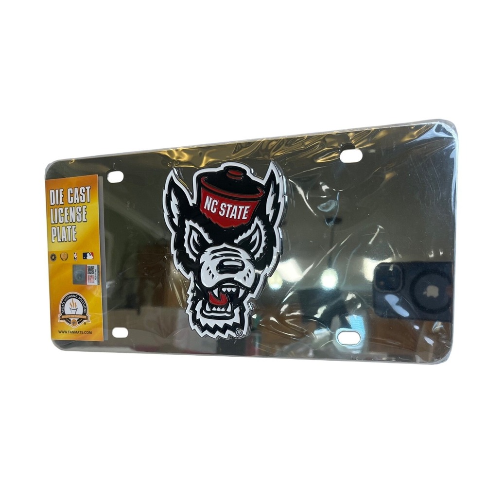 North Carolina State Wolfpack 3D Chrome Die Cast License Plate New Fanmats